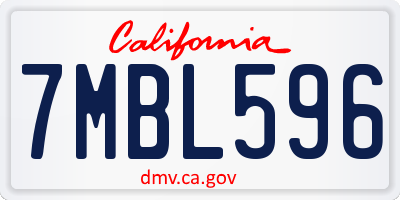 CA license plate 7MBL596