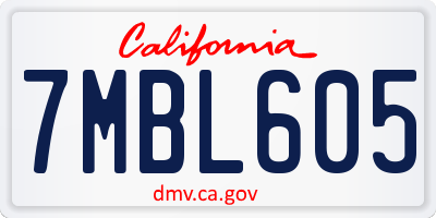 CA license plate 7MBL605