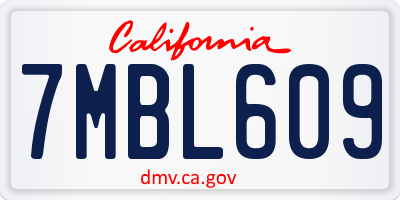 CA license plate 7MBL609