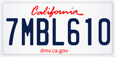 CA license plate 7MBL610