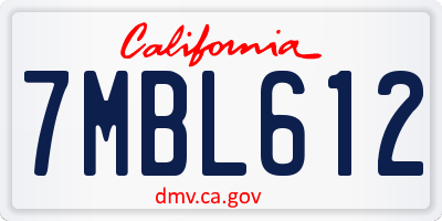 CA license plate 7MBL612