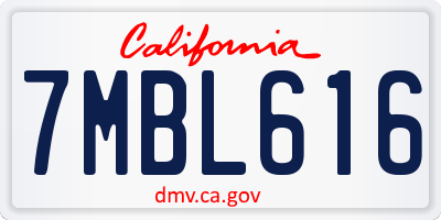CA license plate 7MBL616