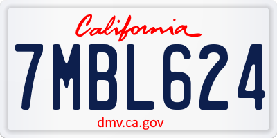 CA license plate 7MBL624