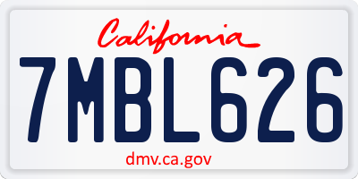 CA license plate 7MBL626