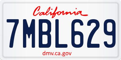 CA license plate 7MBL629