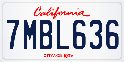 CA license plate 7MBL636