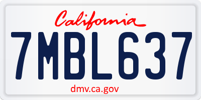 CA license plate 7MBL637