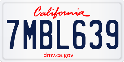 CA license plate 7MBL639