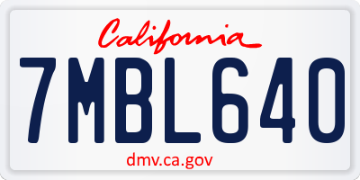CA license plate 7MBL640
