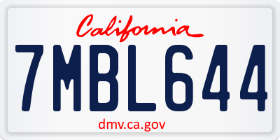 CA license plate 7MBL644