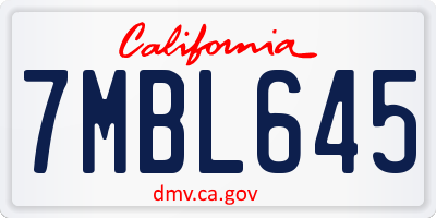 CA license plate 7MBL645