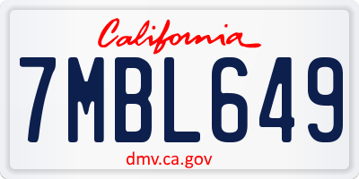CA license plate 7MBL649