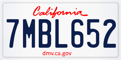 CA license plate 7MBL652