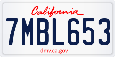 CA license plate 7MBL653