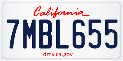 CA license plate 7MBL655