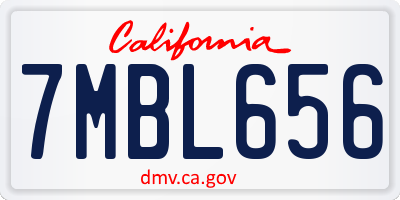 CA license plate 7MBL656