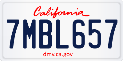 CA license plate 7MBL657