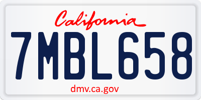 CA license plate 7MBL658