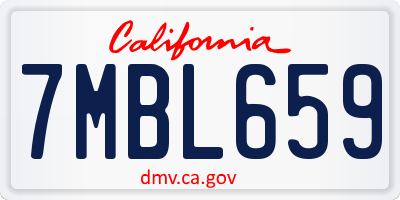 CA license plate 7MBL659