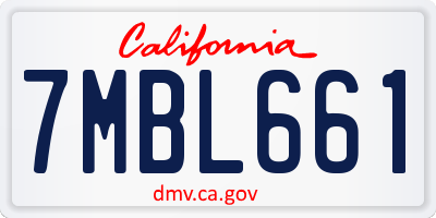 CA license plate 7MBL661
