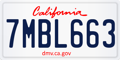 CA license plate 7MBL663