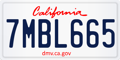 CA license plate 7MBL665