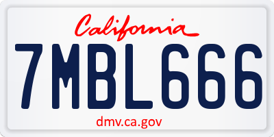 CA license plate 7MBL666