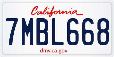 CA license plate 7MBL668