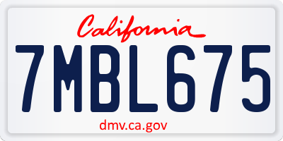 CA license plate 7MBL675