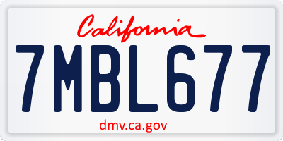 CA license plate 7MBL677