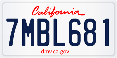 CA license plate 7MBL681