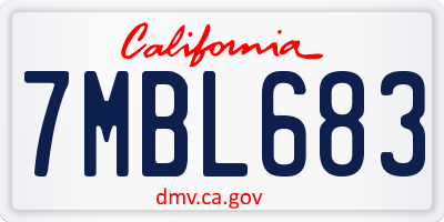 CA license plate 7MBL683