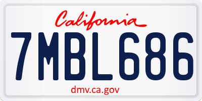 CA license plate 7MBL686