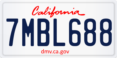 CA license plate 7MBL688
