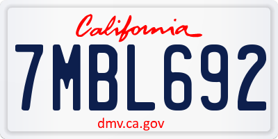 CA license plate 7MBL692