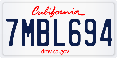 CA license plate 7MBL694