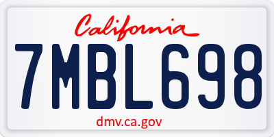 CA license plate 7MBL698