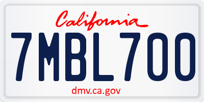 CA license plate 7MBL700