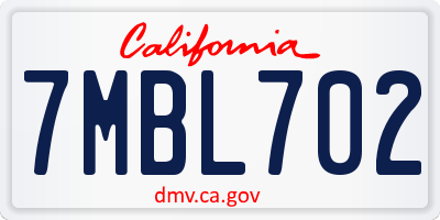 CA license plate 7MBL702