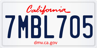 CA license plate 7MBL705