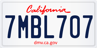 CA license plate 7MBL707