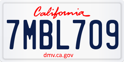 CA license plate 7MBL709