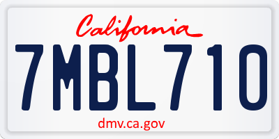 CA license plate 7MBL710