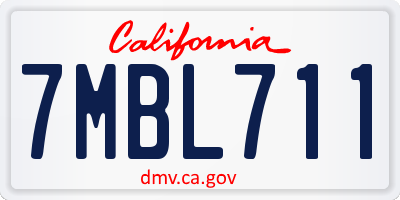 CA license plate 7MBL711