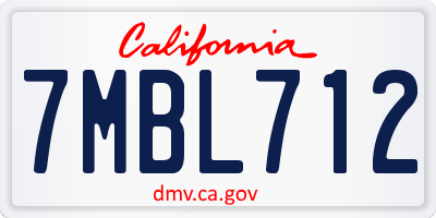 CA license plate 7MBL712