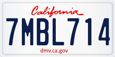 CA license plate 7MBL714