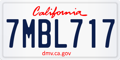 CA license plate 7MBL717