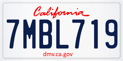 CA license plate 7MBL719