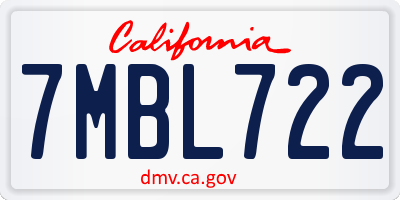 CA license plate 7MBL722