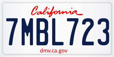 CA license plate 7MBL723